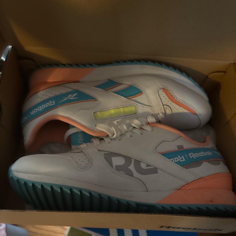 Reebok White and Orange Sneakers with Dynamic Design